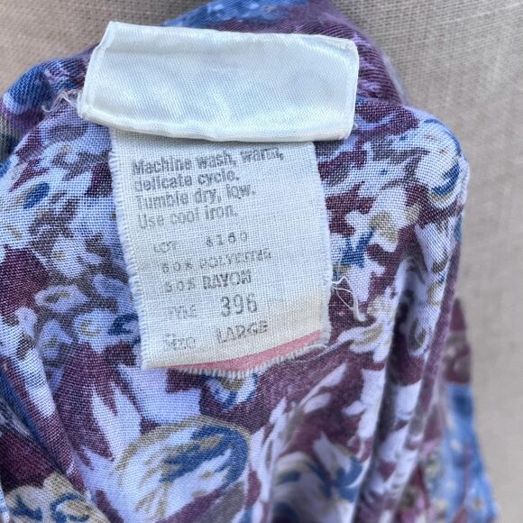80s Floral Blouse Cottagecore in Womens Small Country Top with Bow - Picture 8 of 10
